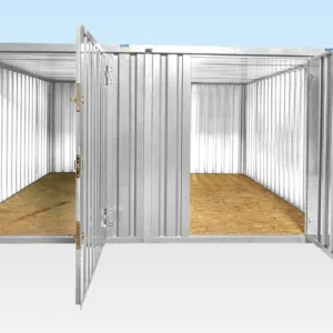 3m x 4.2m Linked Flat Pack Stores – Ultimate Galvanized, Side by Side