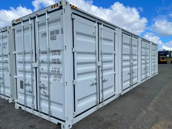 40FT High Cube Storage Shipping Container Conex w/4 Open Side Door 9.5′ Tall - M-W Containers
