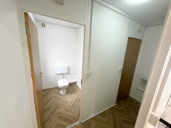 Custom 32Ft × 10ft Cabin Office + Canteen + 1+1 WC Wash Rooms Anti-Vandal - M-W Containers